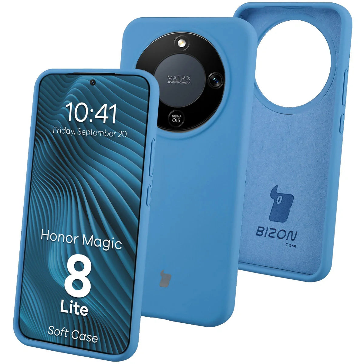 Silikon Handyhülle für Honor Magic8 Lite, Bizon Soft Case, Blau