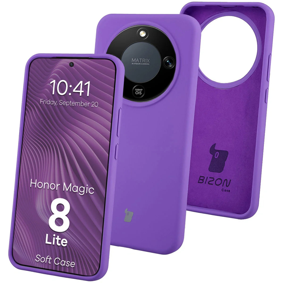 Silikon Handyhülle für Honor Magic8 Lite, Bizon Soft Case, Violett