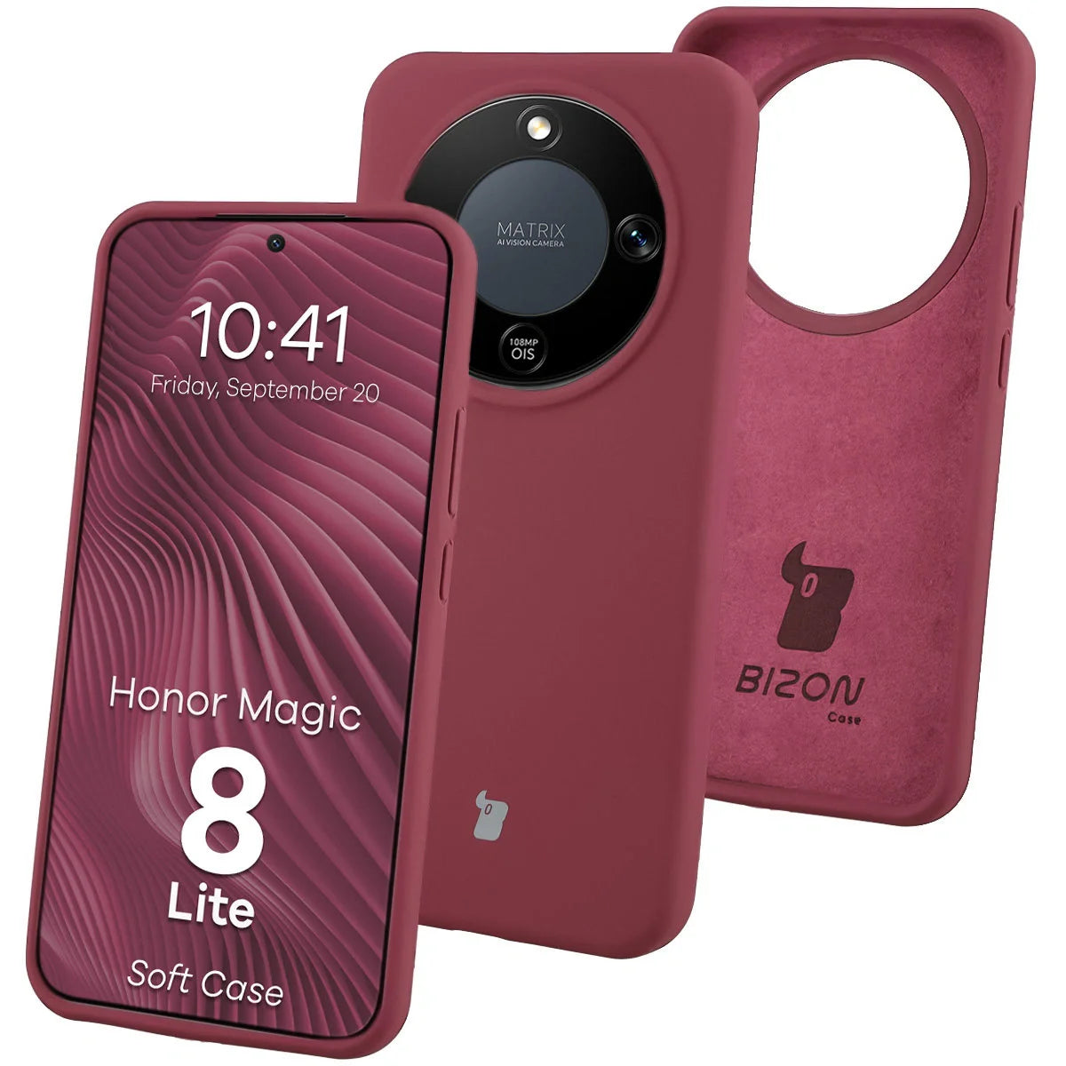 Silikon Handyhülle für Honor Magic8 Lite, Bizon Soft Case, Pflaumenfarbe