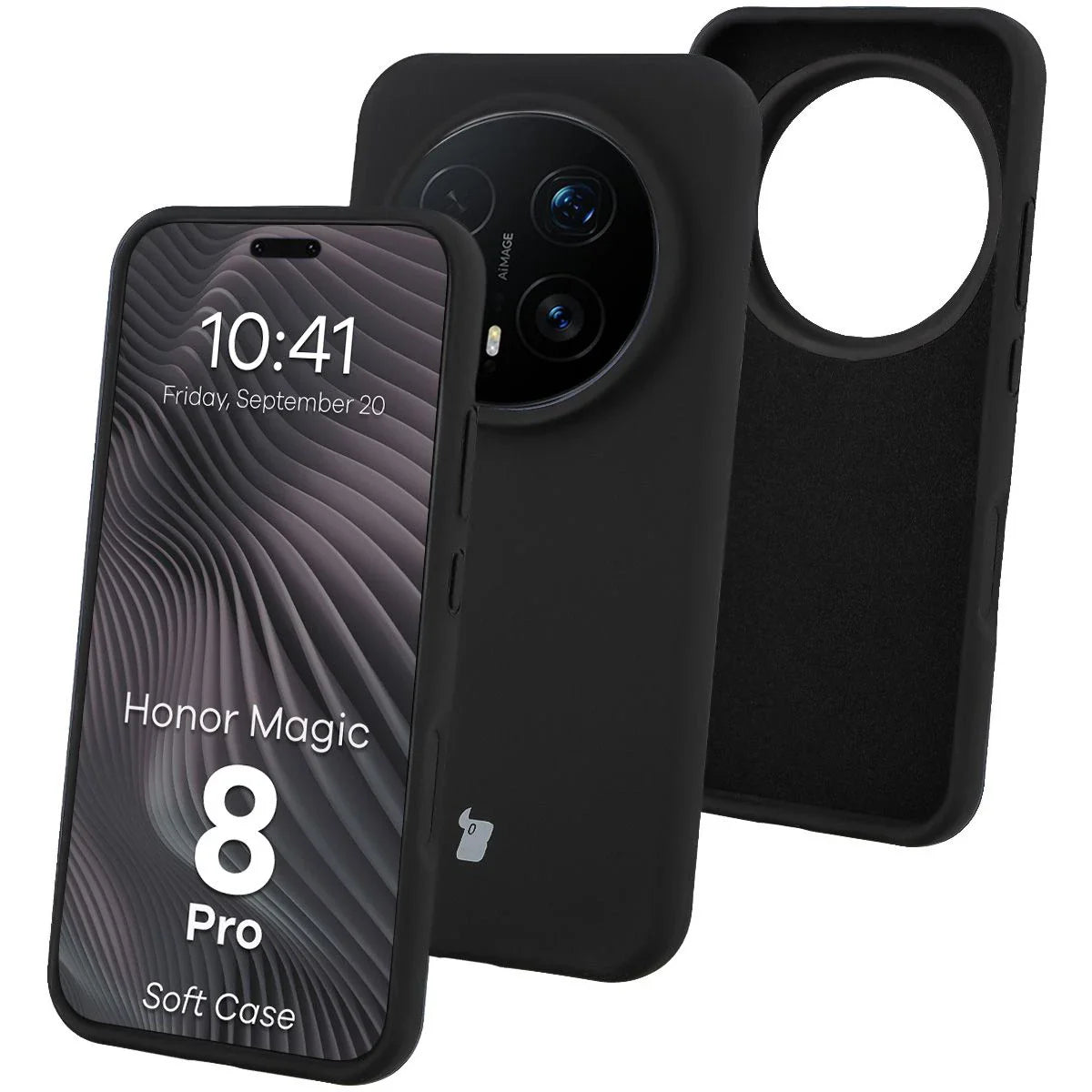 Silikon Handyhülle für Honor Magic8 Pro, Bizon Soft Case, Schwarz