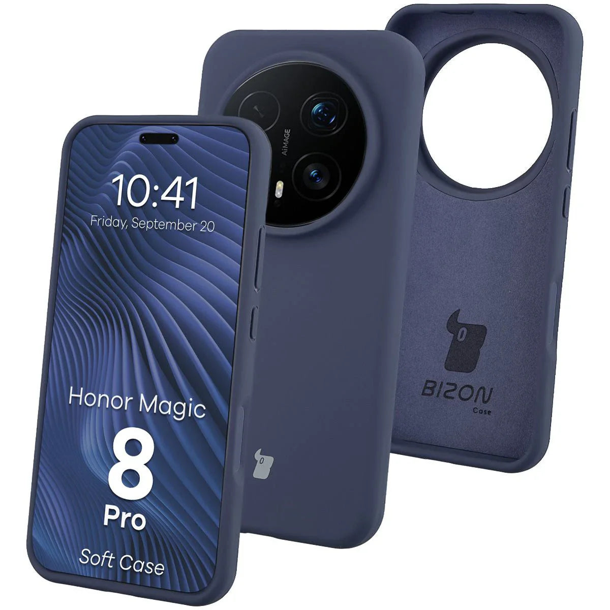 Silikon Handyhülle für Honor Magic8 Pro, Bizon Soft Case, Dunkelblau