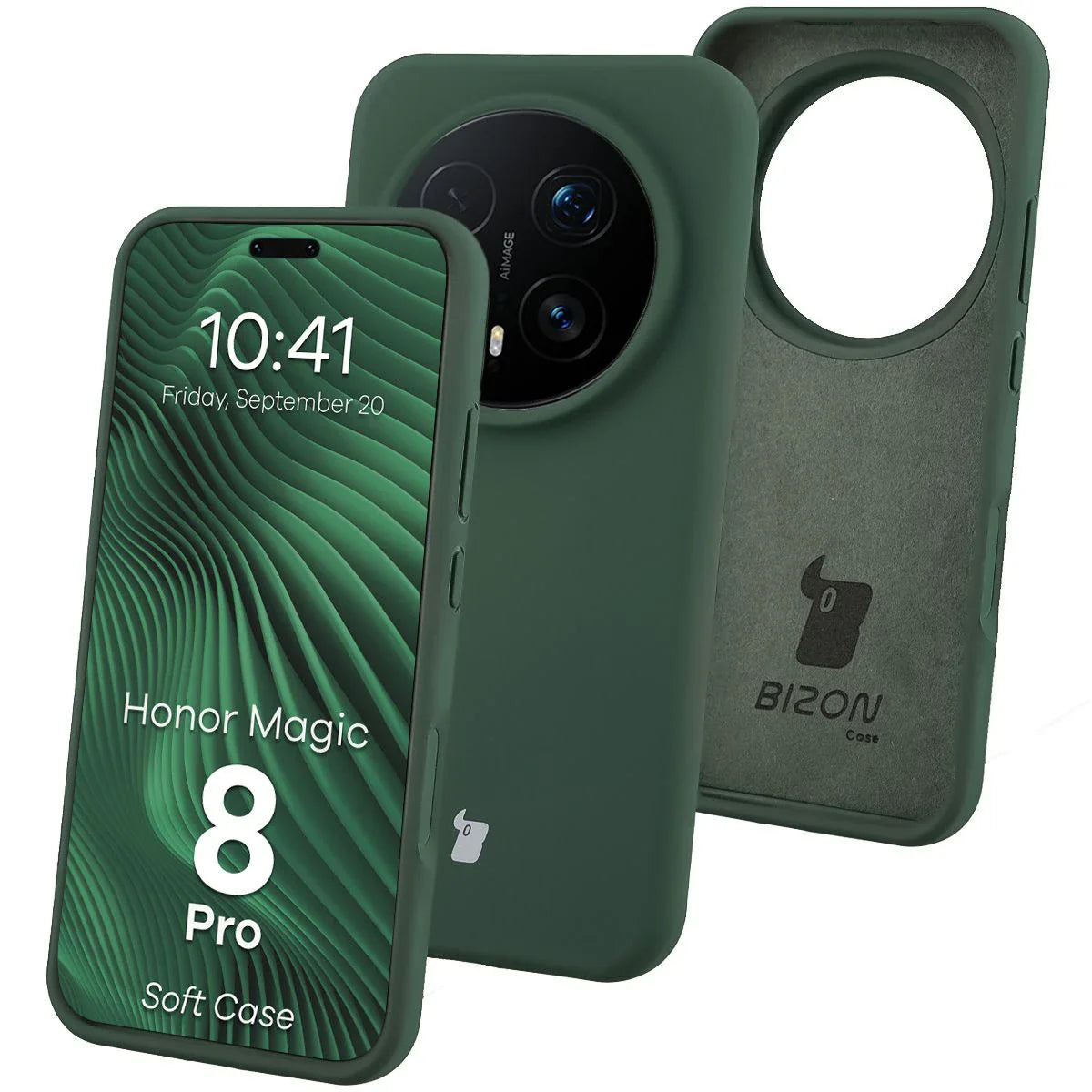 Silikon Handyhülle für Honor Magic8 Pro, Bizon Soft Case, Dunkelgrün