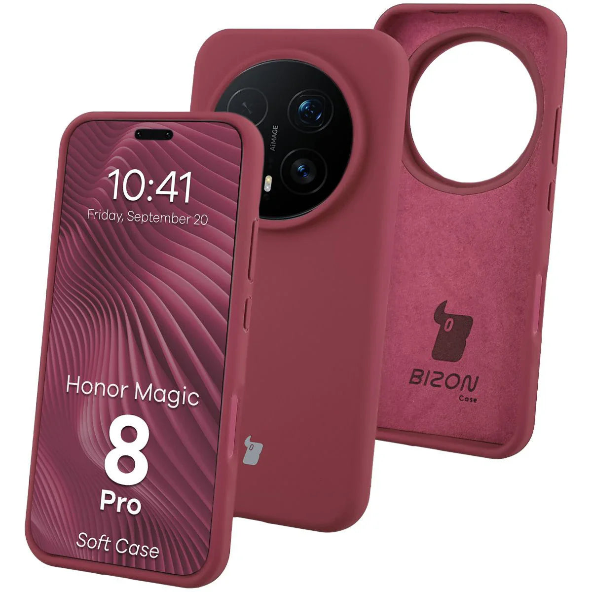 Silikon Handyhülle für Honor Magic8 Pro, Bizon Soft Case, Pflaumenfarbe