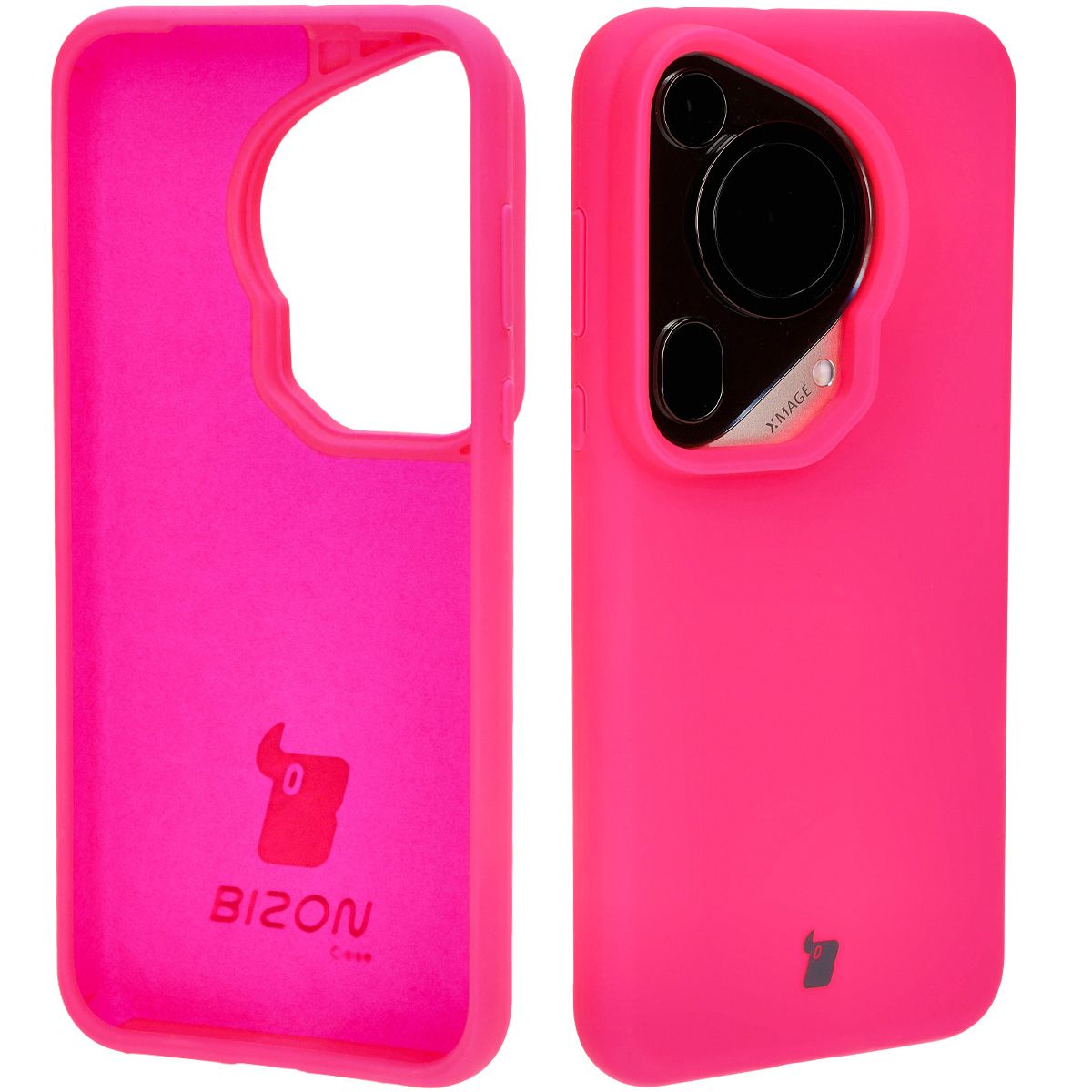 Silikon Handyhülle für Huawei Pura 70 Ultra, Bizon Soft Case, Neon-Pink