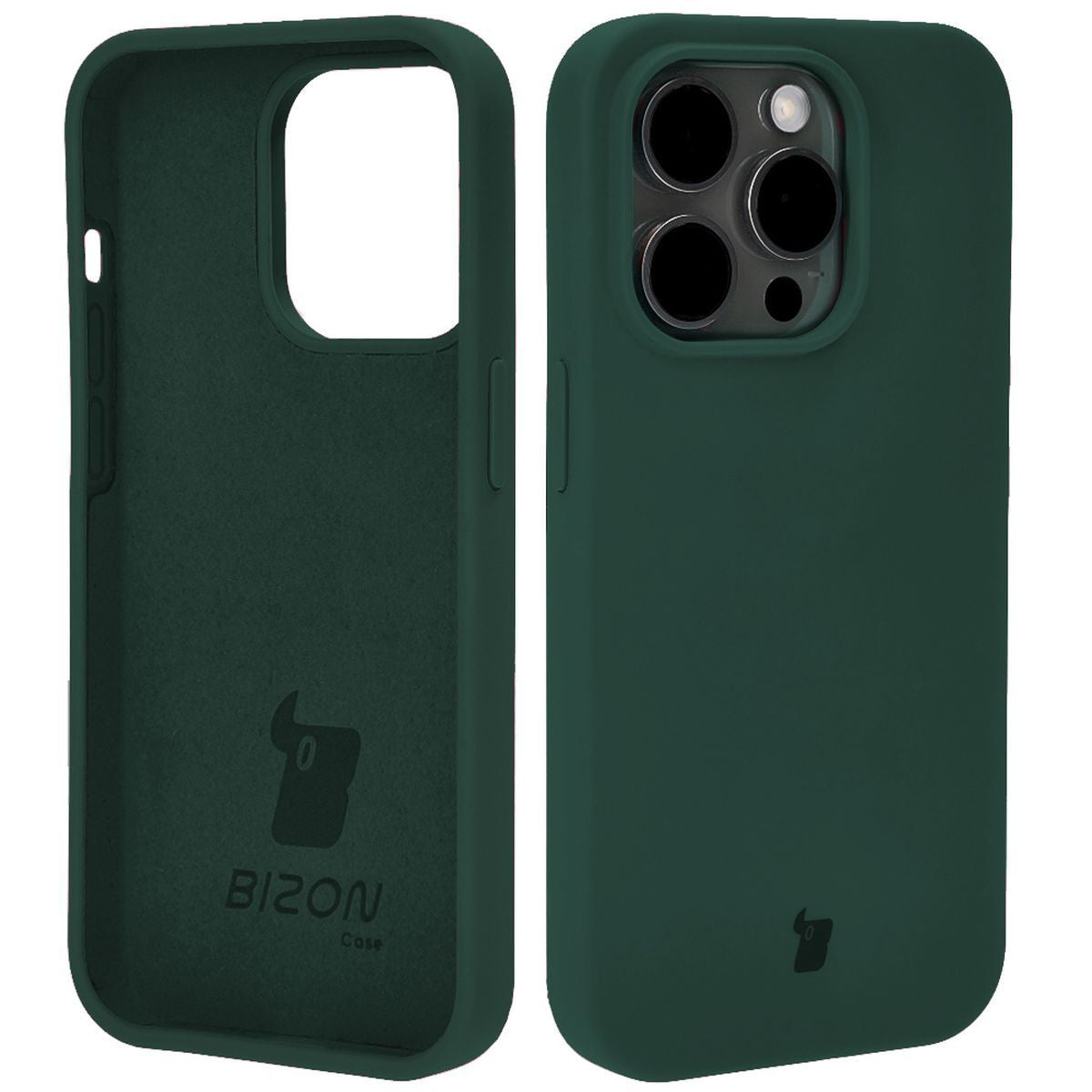 Silikon Schutzhülle für iPhone 14 Pro, Bizon Soft Case, Dunkelgrün