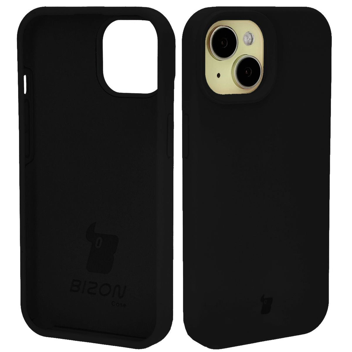 Silikon Handyhülle für iPhone 15, Bizon Soft Case, Schwarz