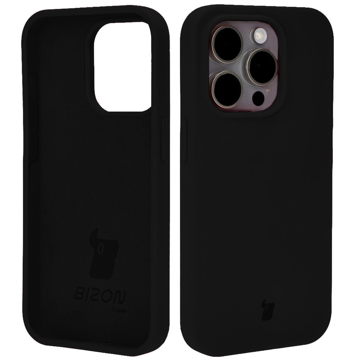 Silikon Schutzhülle für iPhone 15 Pro, Bizon Soft Case, Schwarz