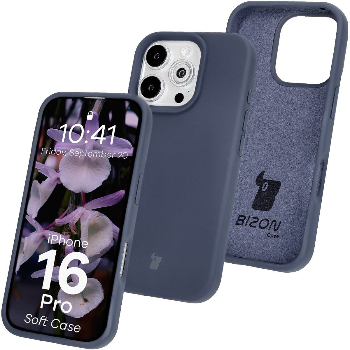 Silikon Handyhülle für iPhone 16 Pro, Bizon Soft Case, Dunkelblau