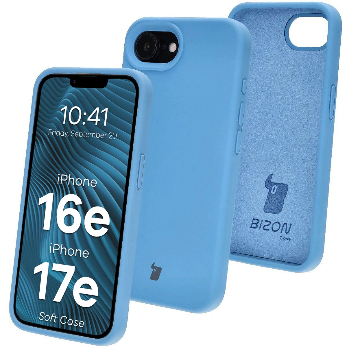 Silikon Handyhülle für iPhone 17e / 16e, Bizon Soft Case, Blau