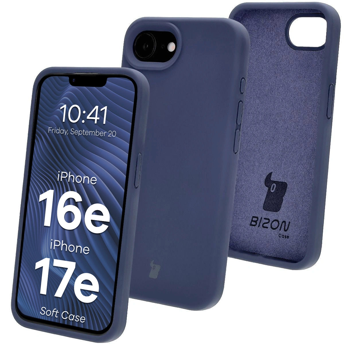 Silikon Handyhülle für iPhone 17e / 16e, Bizon Soft Case, Dunkelblau