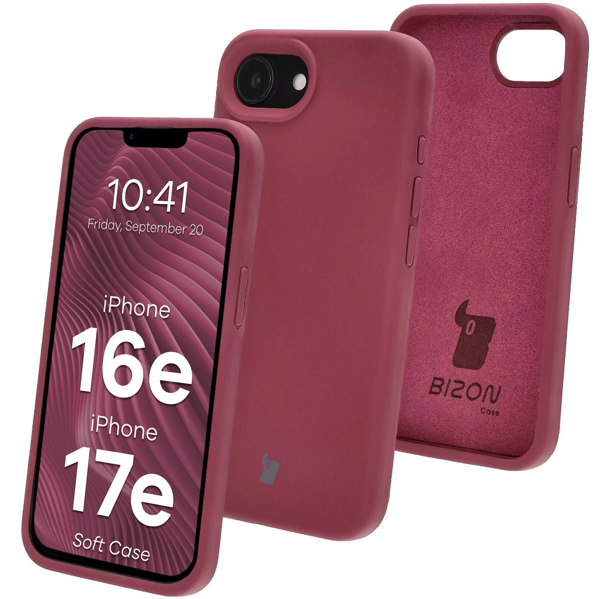 Silikon Handyhülle für iPhone 17e / 16e, Bizon Soft Case, Pflaumenfarbe
