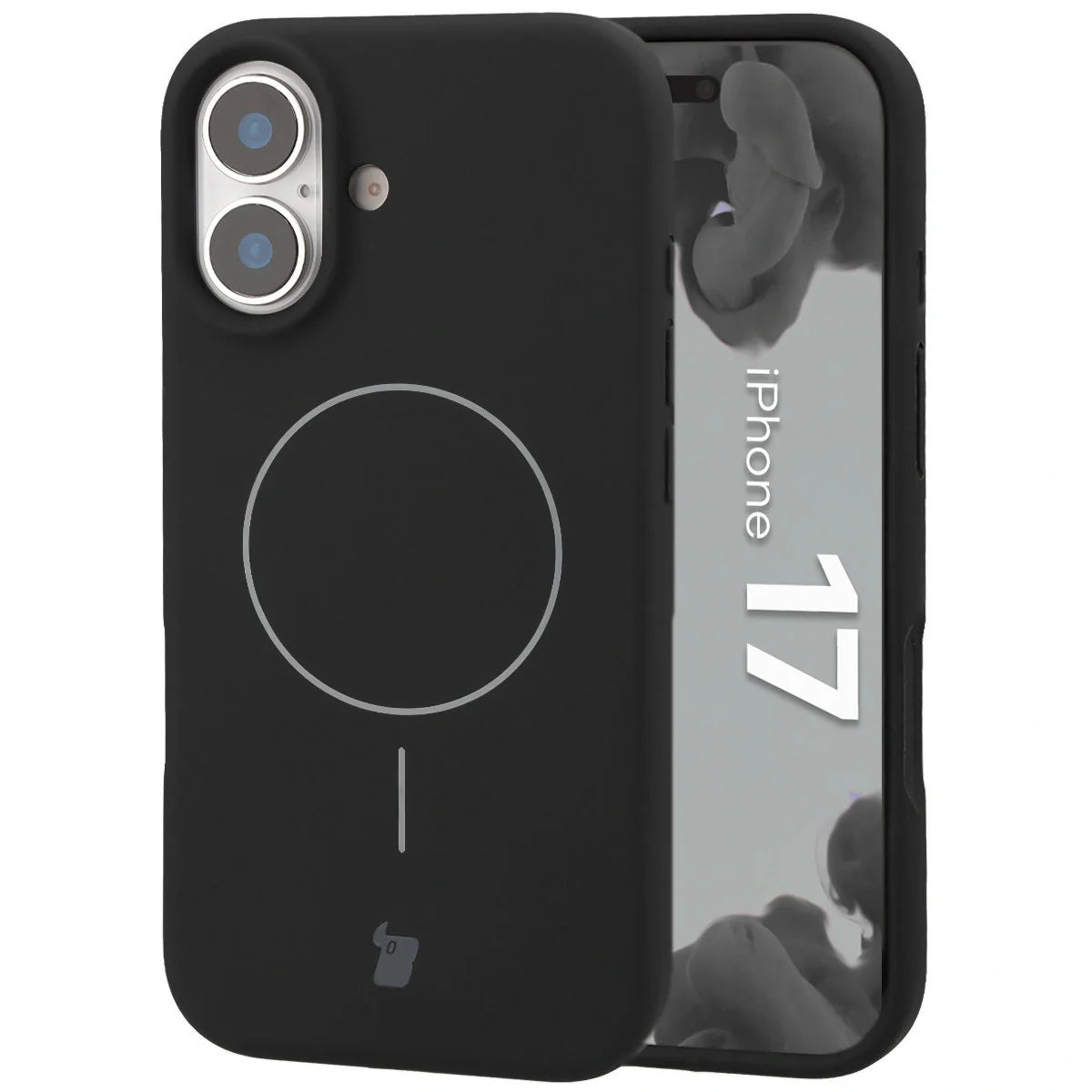 Silikon Handyhülle mit Magnetring für iPhone 17, Bizon Soft Case Magnetic, Schwarz