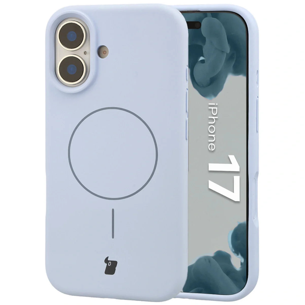 Silikon Handyhülle mit Magnetring für iPhone 17, Bizon Soft Case Magnetic, Hellblau