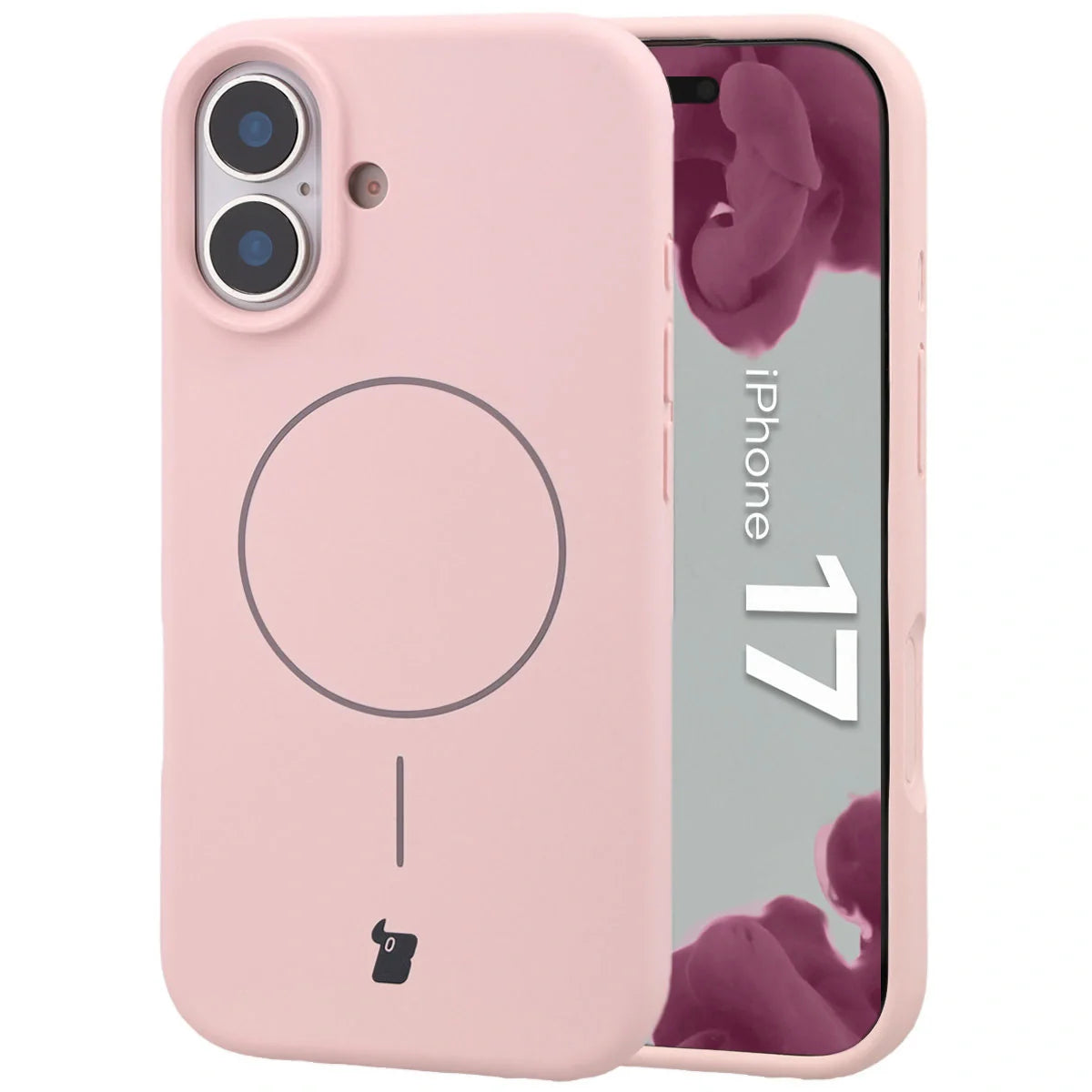 Silikon Handyhülle mit Magnetring für iPhone 17, Bizon Soft Case Magnetic, Hellrosa