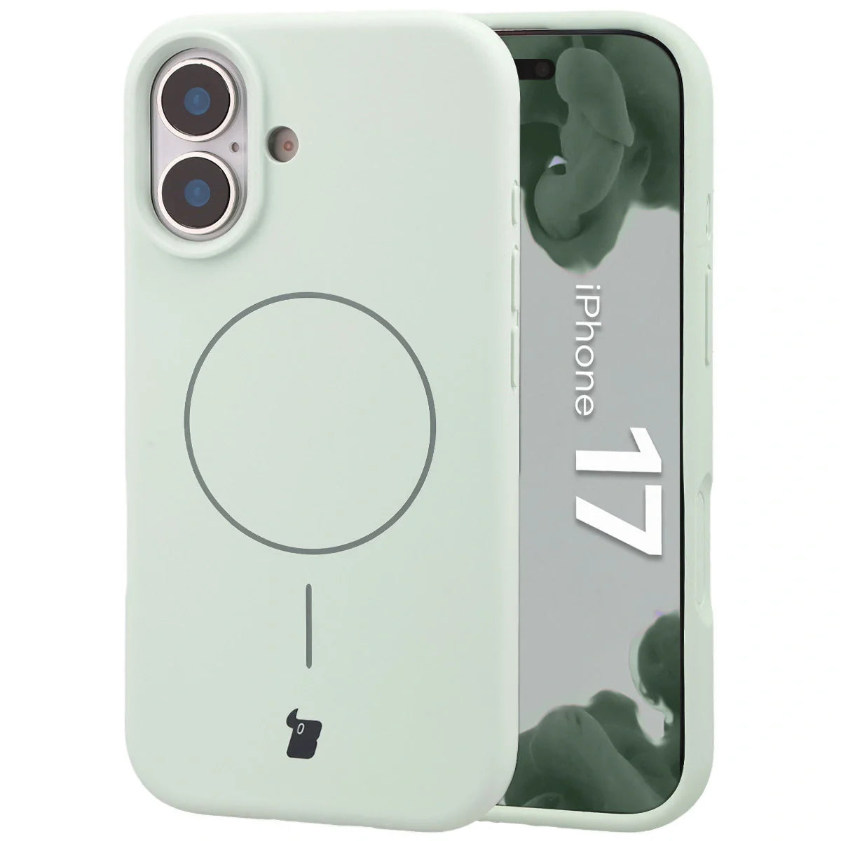 Silikon Handyhülle mit Magnetring für iPhone 17, Bizon Soft Case Magnetic, Pistazienfarben