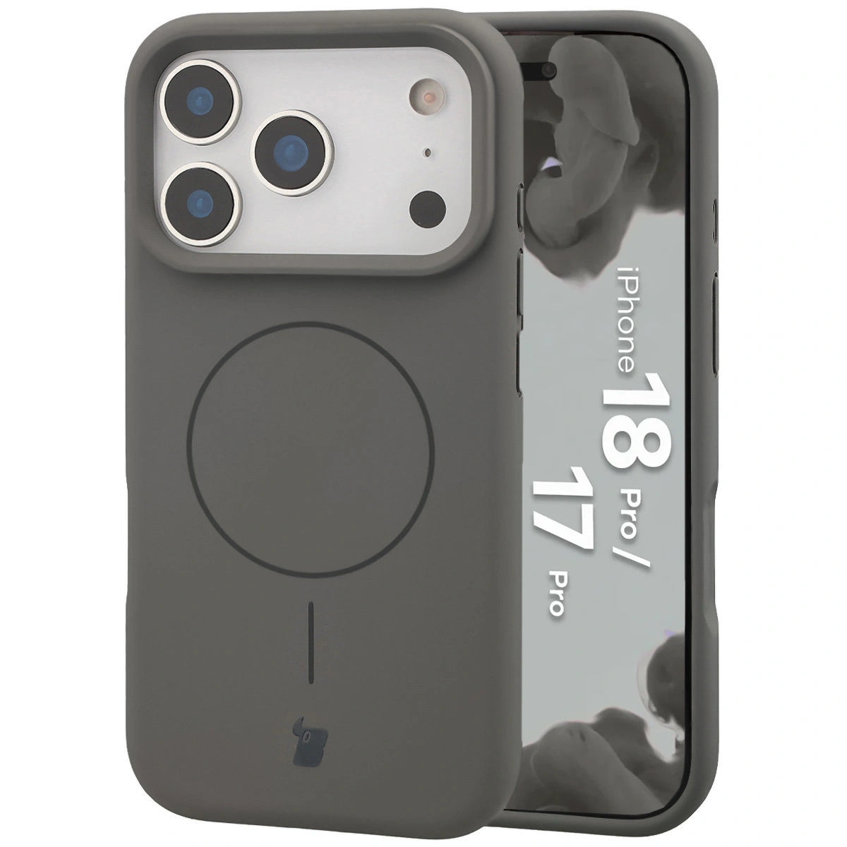 Silikon Handyhülle mit Magnetring für iPhone 18 Pro / 17 Pro, Bizon Soft Case Magnetic, Graphitfarben