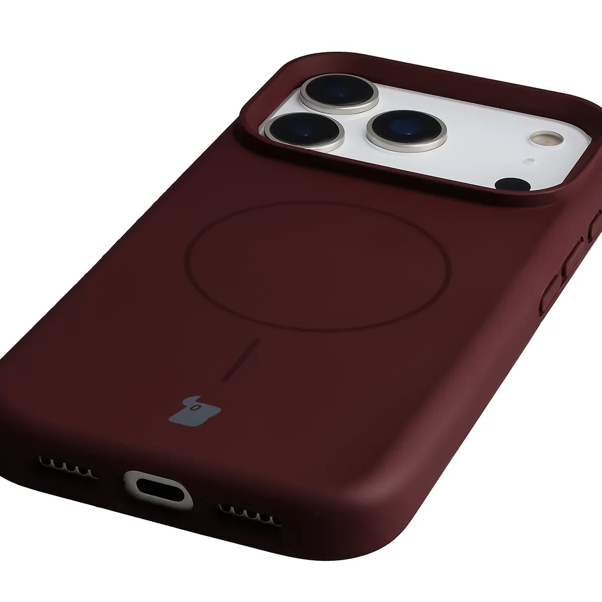 Silikon Handyhülle mit Magnetring für iPhone 18 Pro / 17 Pro, Bizon Soft Case Magnetic, Burgunderrot (3/8)