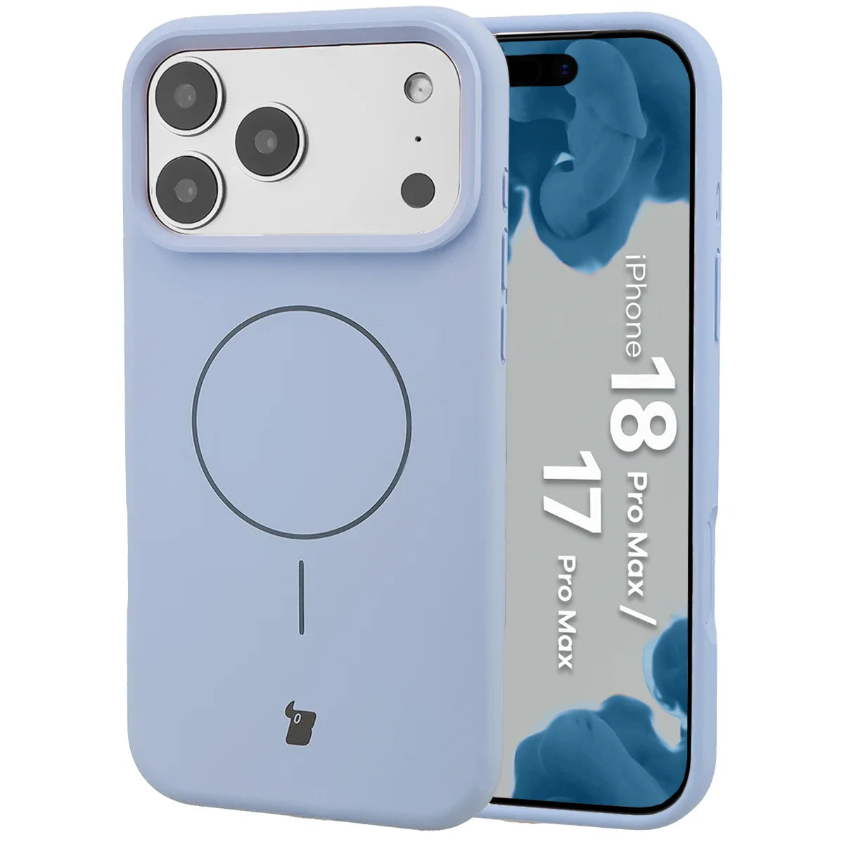 Silikon Handyhülle mit Magnetring für iPhone 18 Pro Max / 17 Pro Max, Bizon Soft Case Magnetic, Hellblau (1/8)