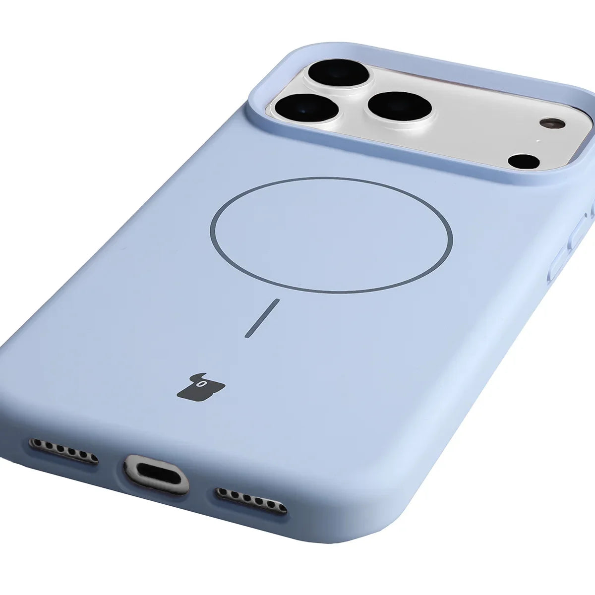 Silikon Handyhülle mit Magnetring für iPhone 18 Pro Max / 17 Pro Max, Bizon Soft Case Magnetic, Hellblau (3/8)