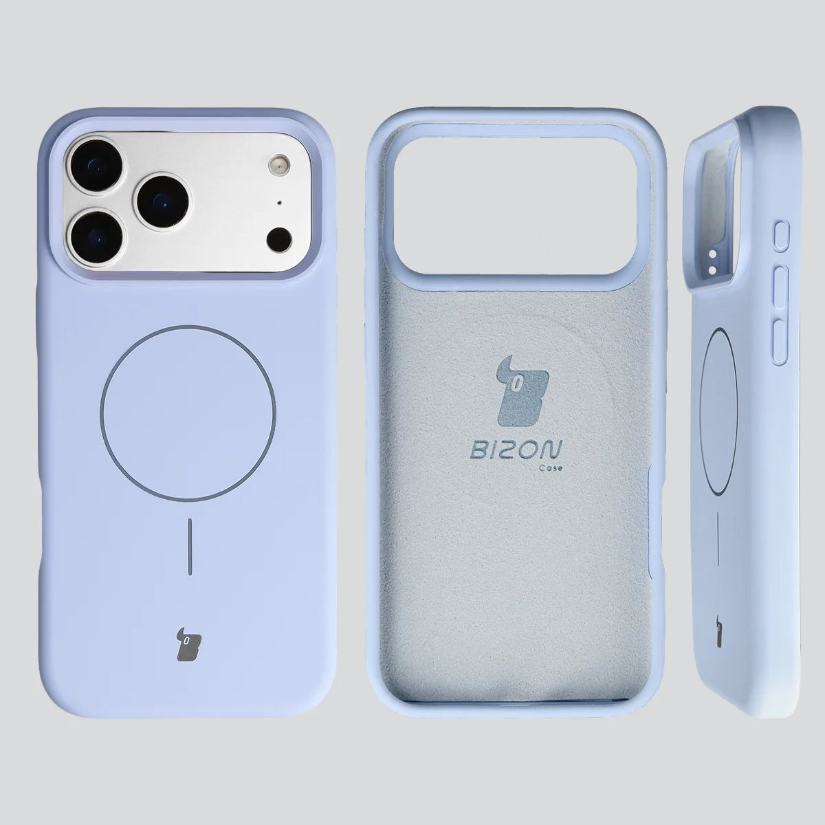Silikon Handyhülle mit Magnetring für iPhone 18 Pro Max / 17 Pro Max, Bizon Soft Case Magnetic, Hellblau (5/8)