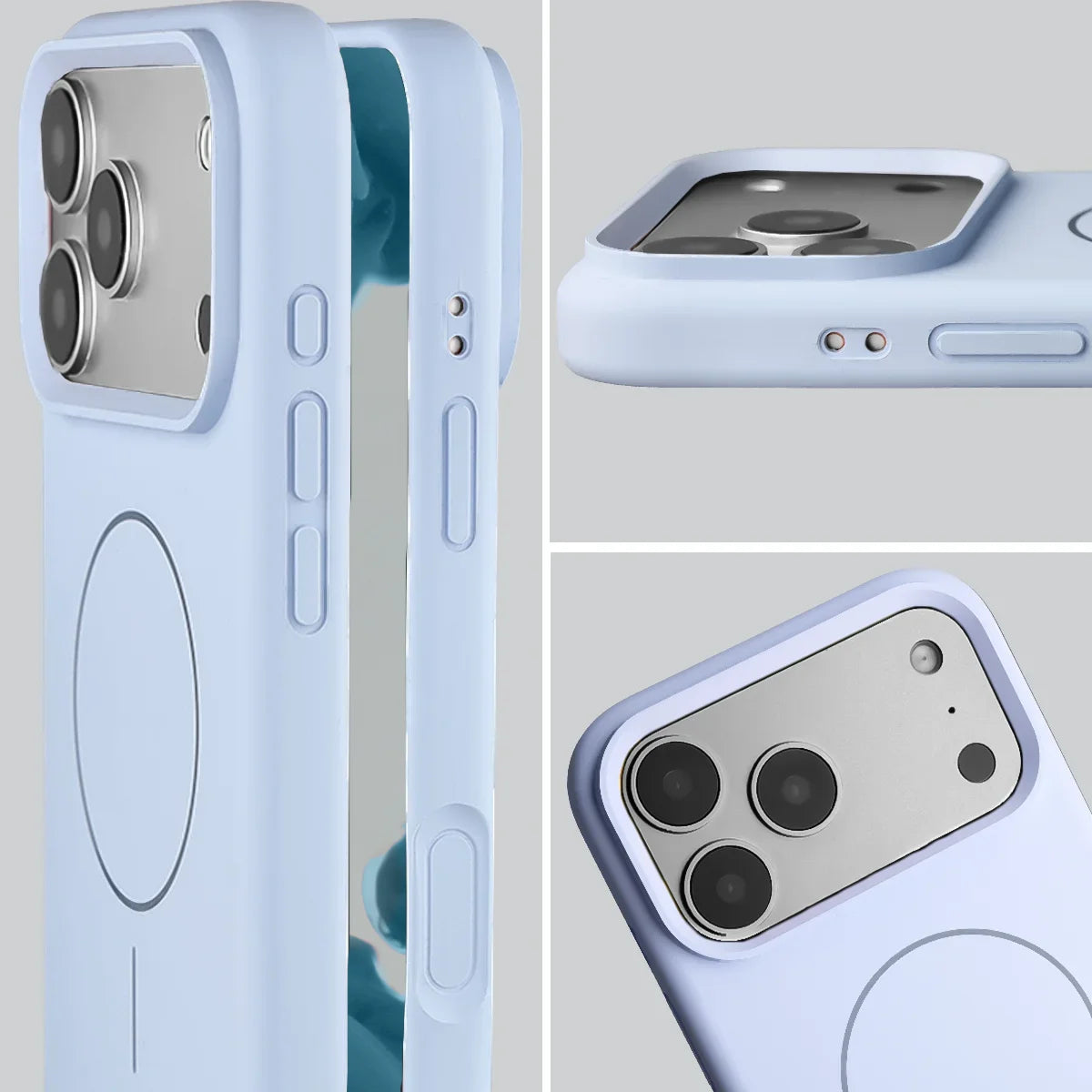 Silikon Handyhülle mit Magnetring für iPhone 18 Pro Max / 17 Pro Max, Bizon Soft Case Magnetic, Hellblau (6/8)