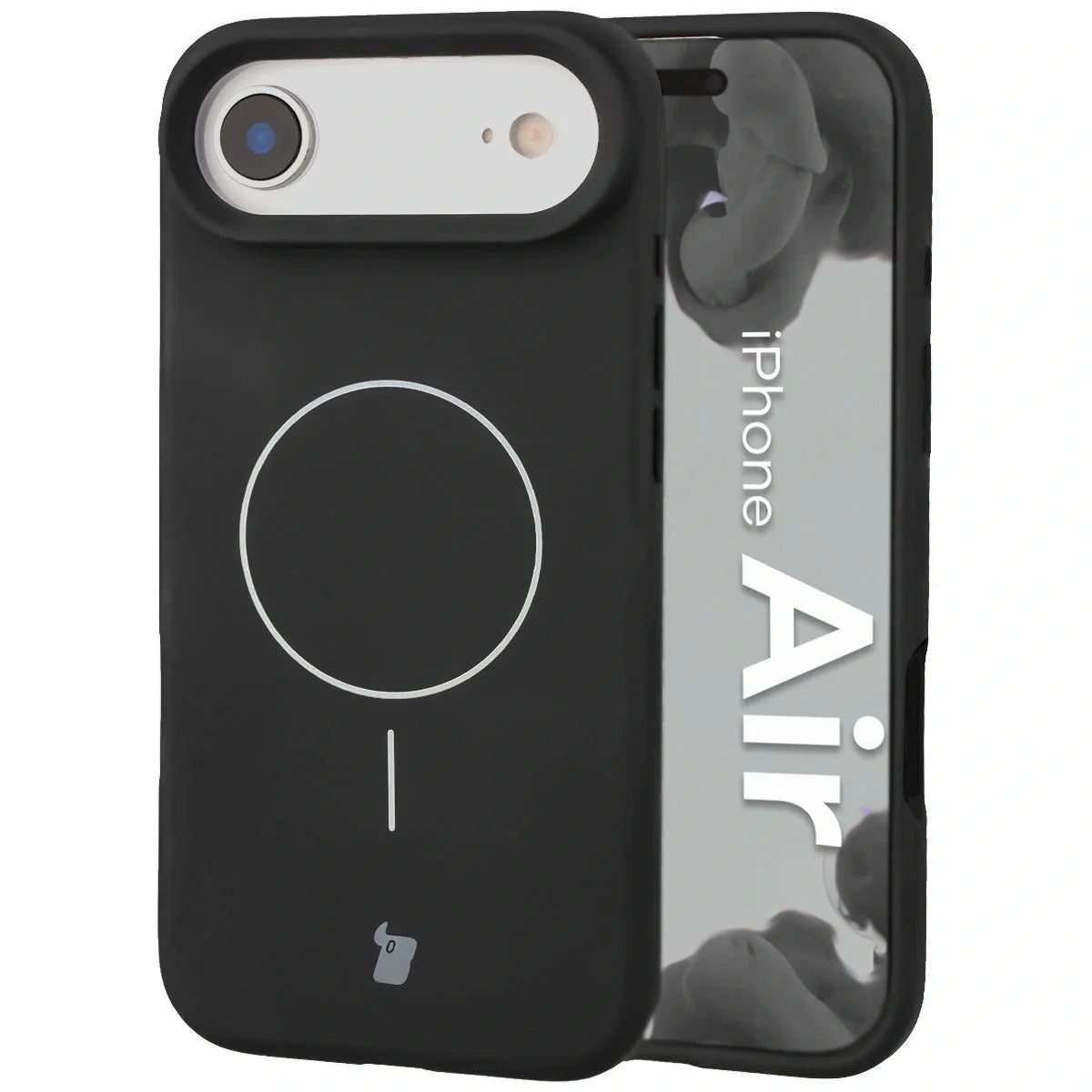 Silikon Handyhülle mit Magnetring für iPhone Air, Bizon Soft Case Magnetic, Schwarz