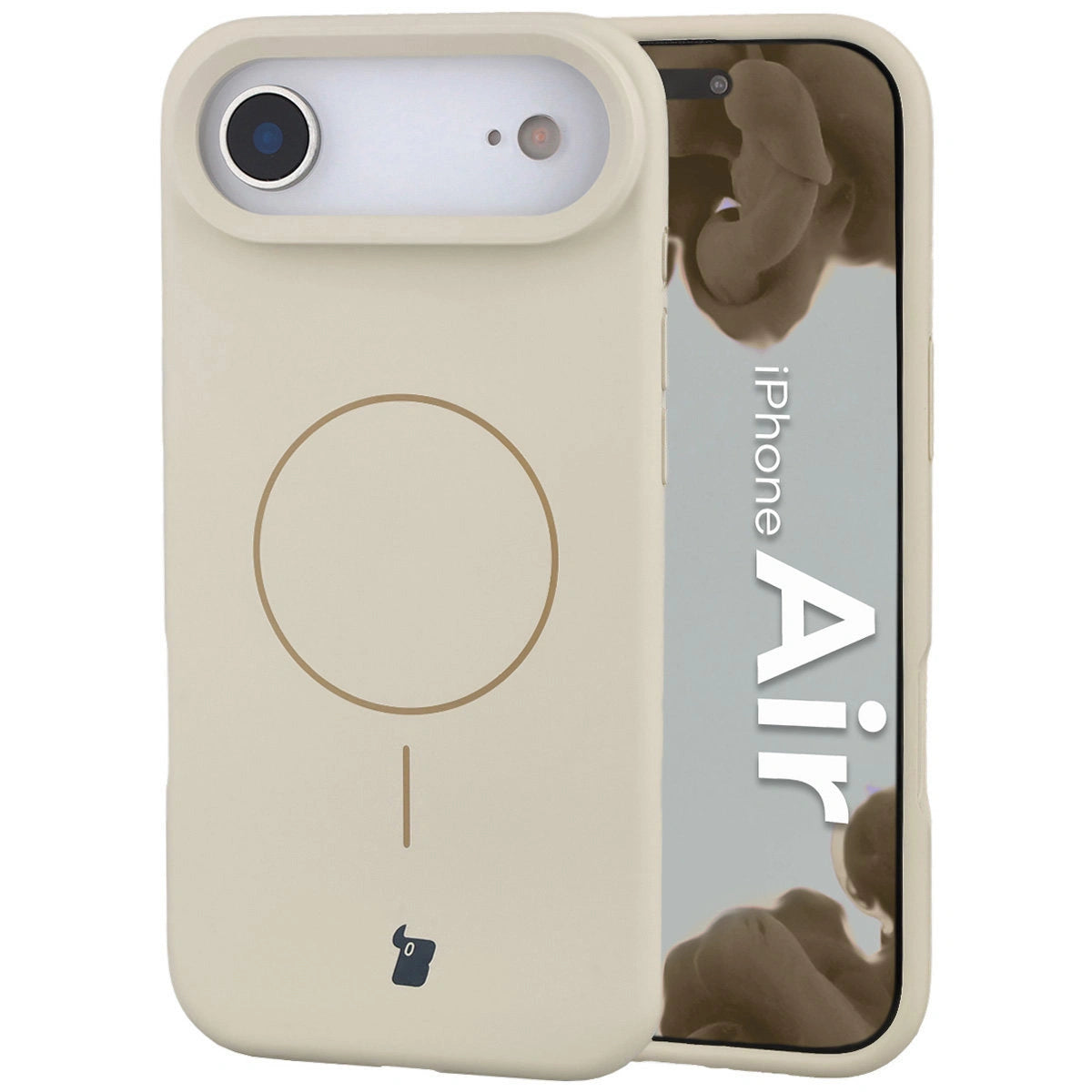 Silikon Handyhülle mit Magnetring für iPhone Air, Bizon Soft Case Magnetic, Écru