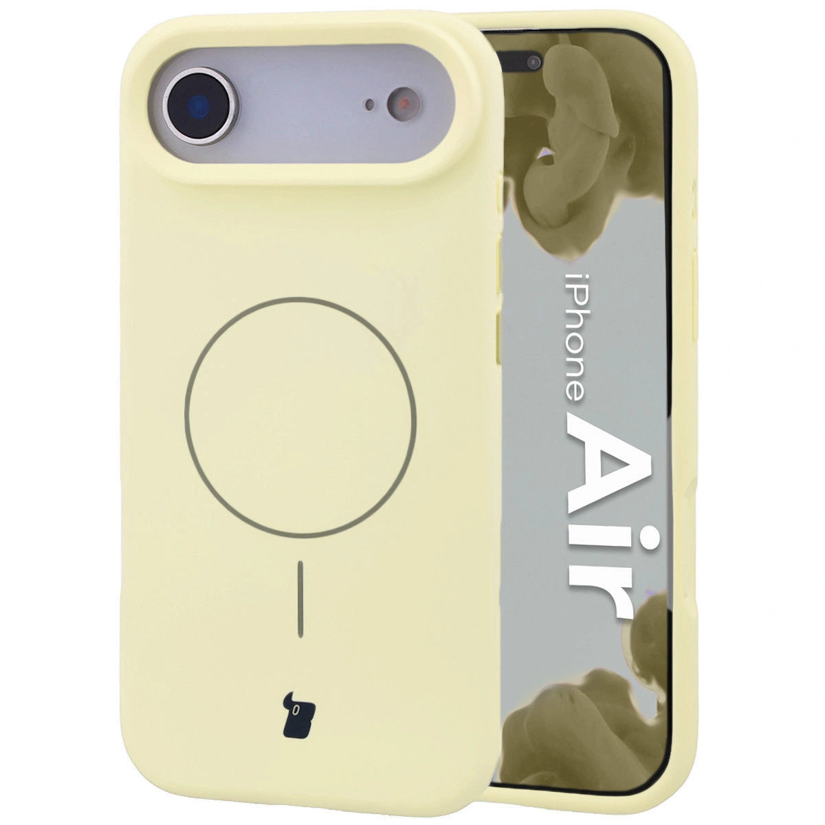 Silikon Handyhülle mit Magnetring für iPhone Air, Bizon Soft Case Magnetic, Hellgelb