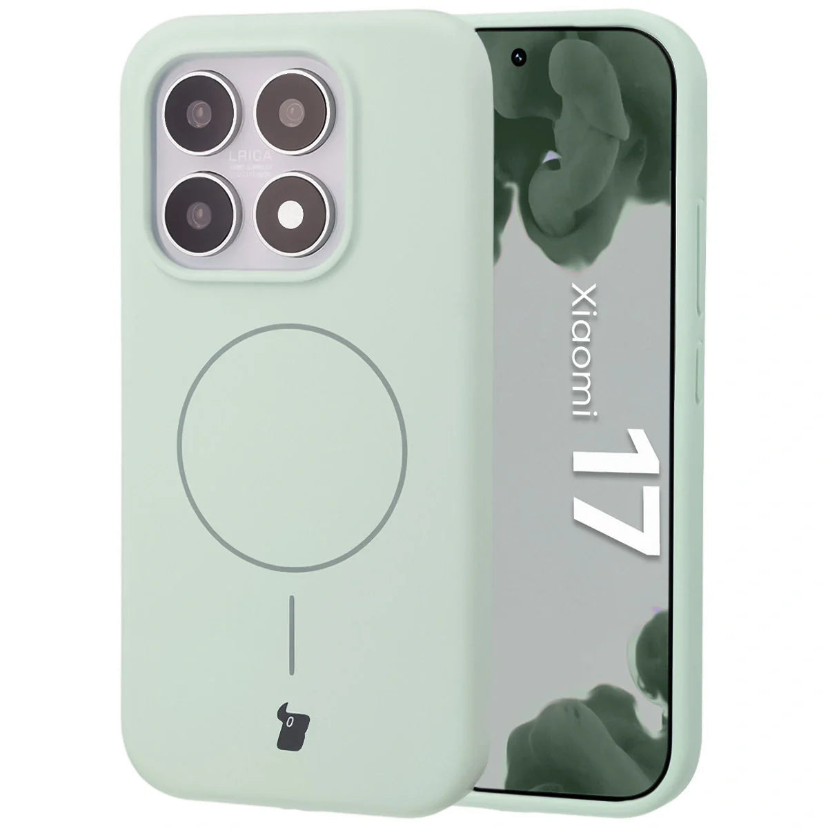 Silikon Handyhülle mit Magnetring für Xiaomi 17, Bizon Soft Case Magnetic, Pistazienfarben