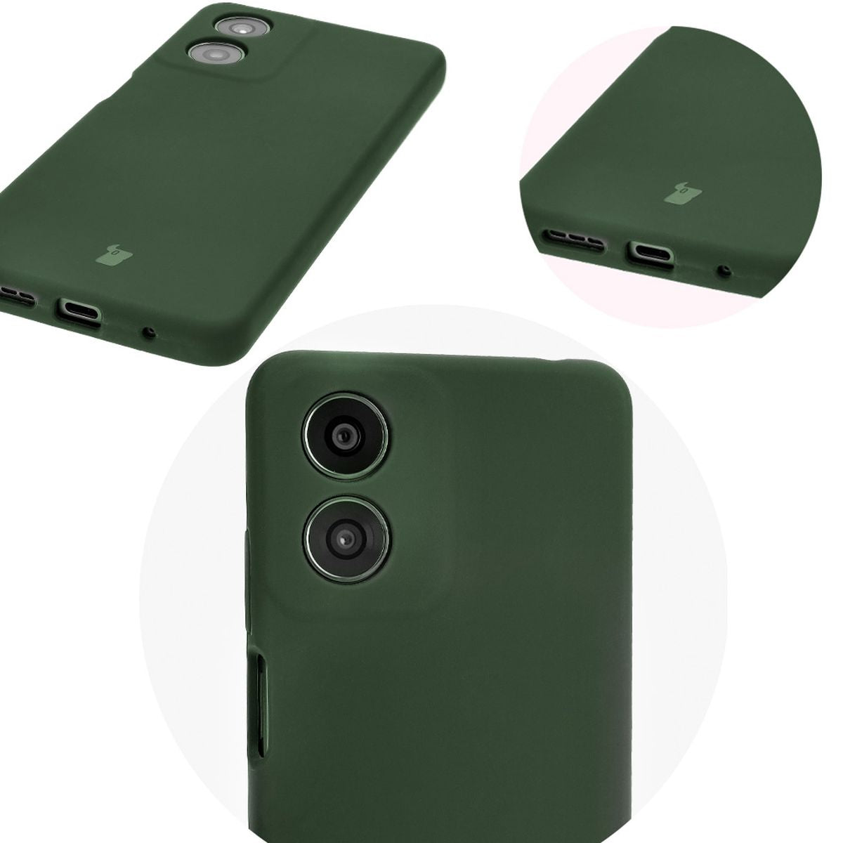Silikon Handyhülle für Motorola Moto G04, Bizon Soft Case, Dunkelgrün