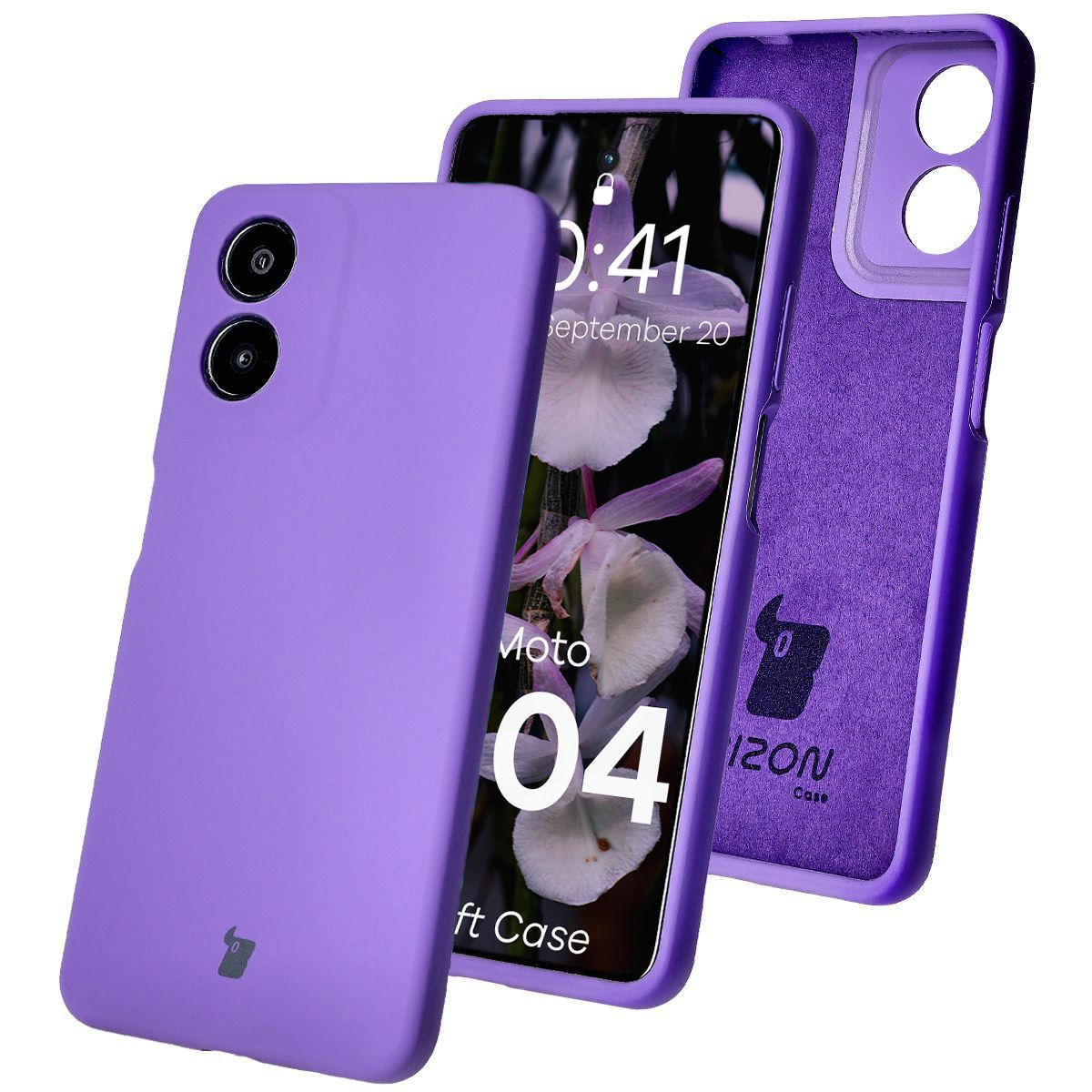 Silikon Handyhülle für Motorola Moto G04, Bizon Soft Case, Violett