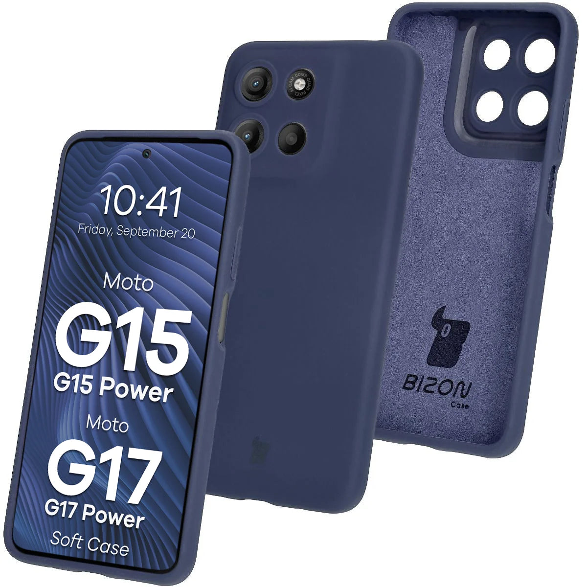 Silikon Handyhülle für Motorola Moto G17 / G17 Power / G15 / G15 Power, Bizon Soft Case, Dunkelblau