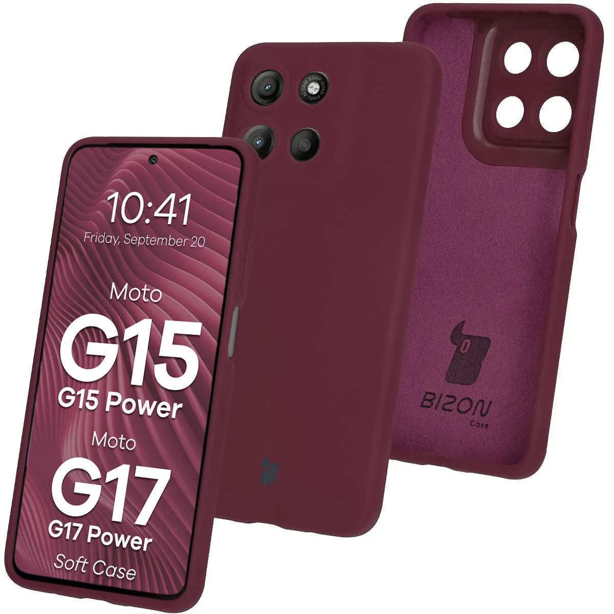 Silikon Handyhülle für Motorola Moto G17 / G17 Power / G15 / G15 Power, Bizon Soft Case, Pflaumenfarbe