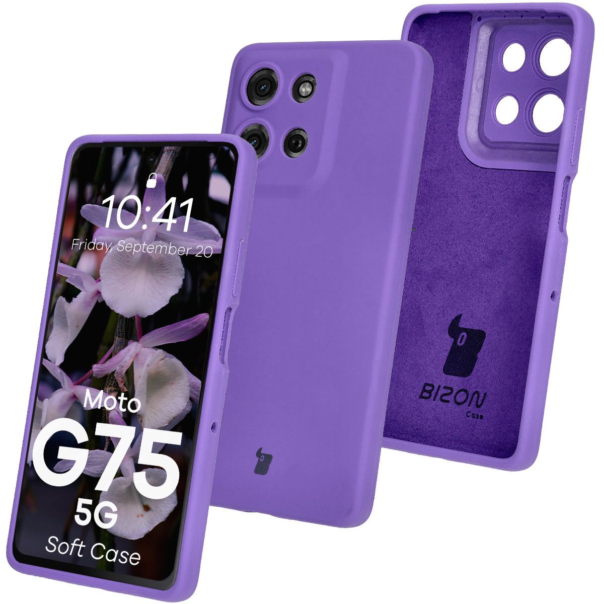 Silikon Handyhülle für Motorola Moto G75 5G, Bizon Soft Case, Violett