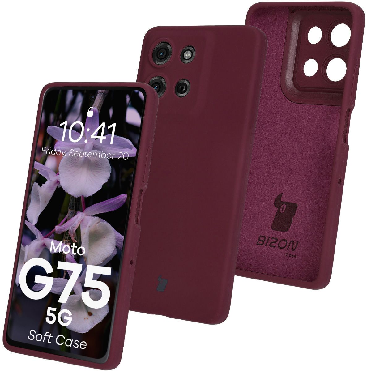 Silikon Handyhülle für Motorola Moto G75 5G, Bizon Soft Case, Pflaumenfarbe