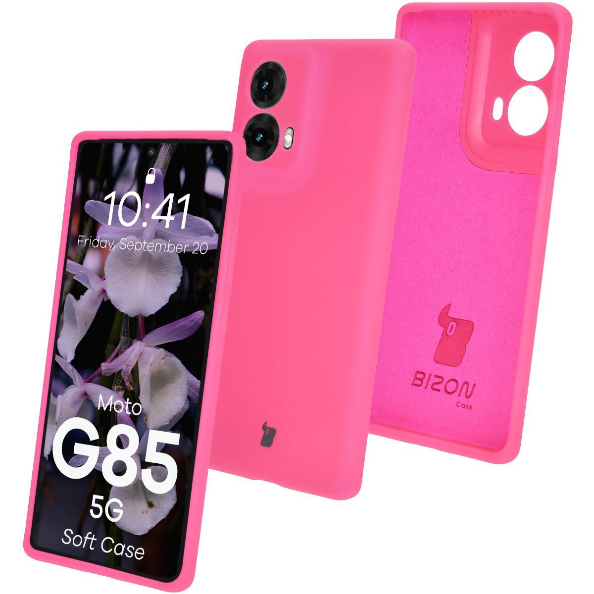 Silikon Handyhülle für Motorola Moto G85 5G, Bizon Soft Case, Neon-Pink