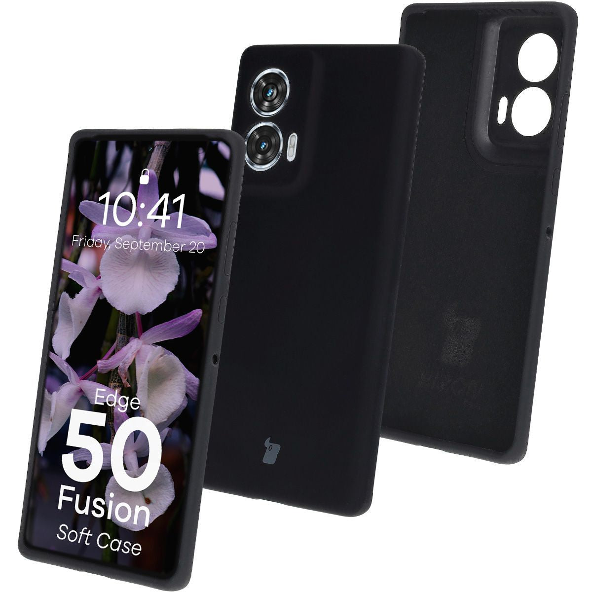 Silikon Handyhülle für Motorola Edge 50 Fusion, Bizon Soft Case, Schwarz