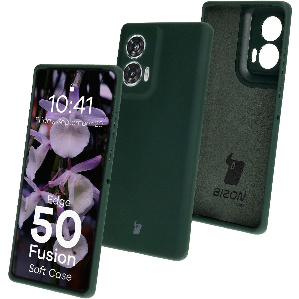 Silikon Handyhülle für Motorola Edge 50 Fusion, Bizon Soft Case, Dunkelgrün