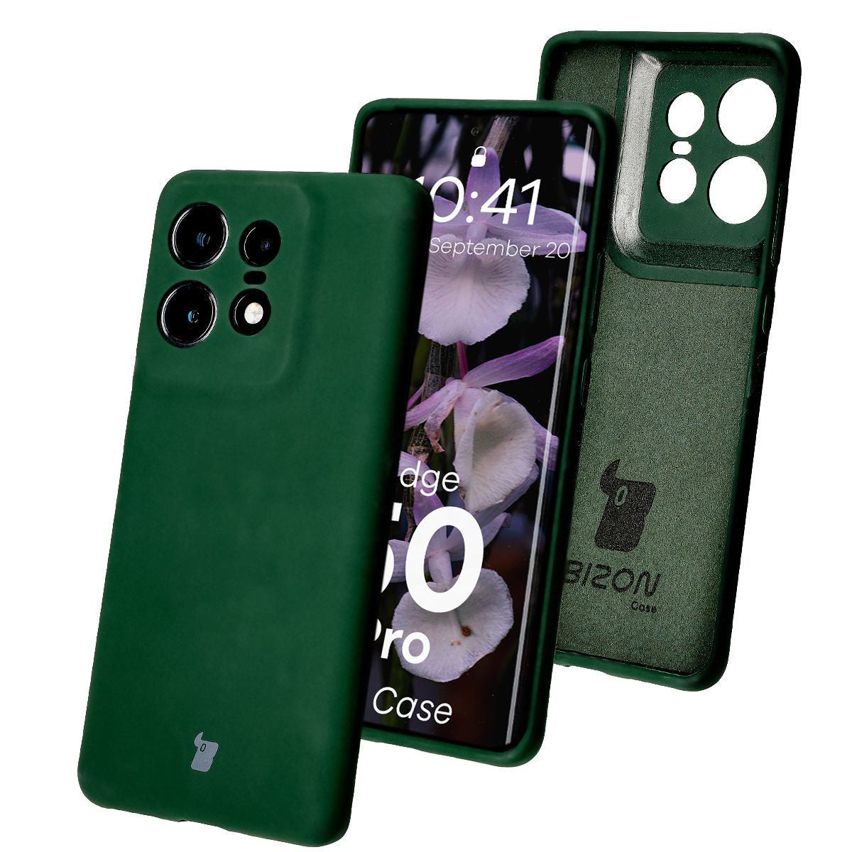 Silikon Handyhülle für Motorola Edge 50 Pro, Bizon Soft Case, Dunkelgrün