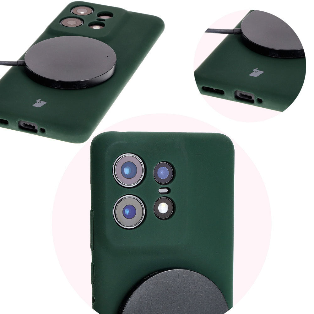 Silikon Handyhülle für Motorola Edge 50 Pro, Bizon Soft Case, Dunkelgrün