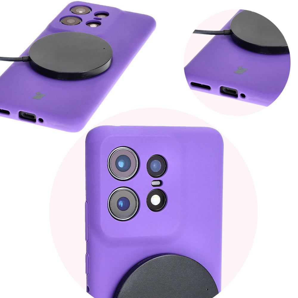 Silikon Handyhülle für Motorola Edge 50 Pro, Bizon Soft Case, Violett