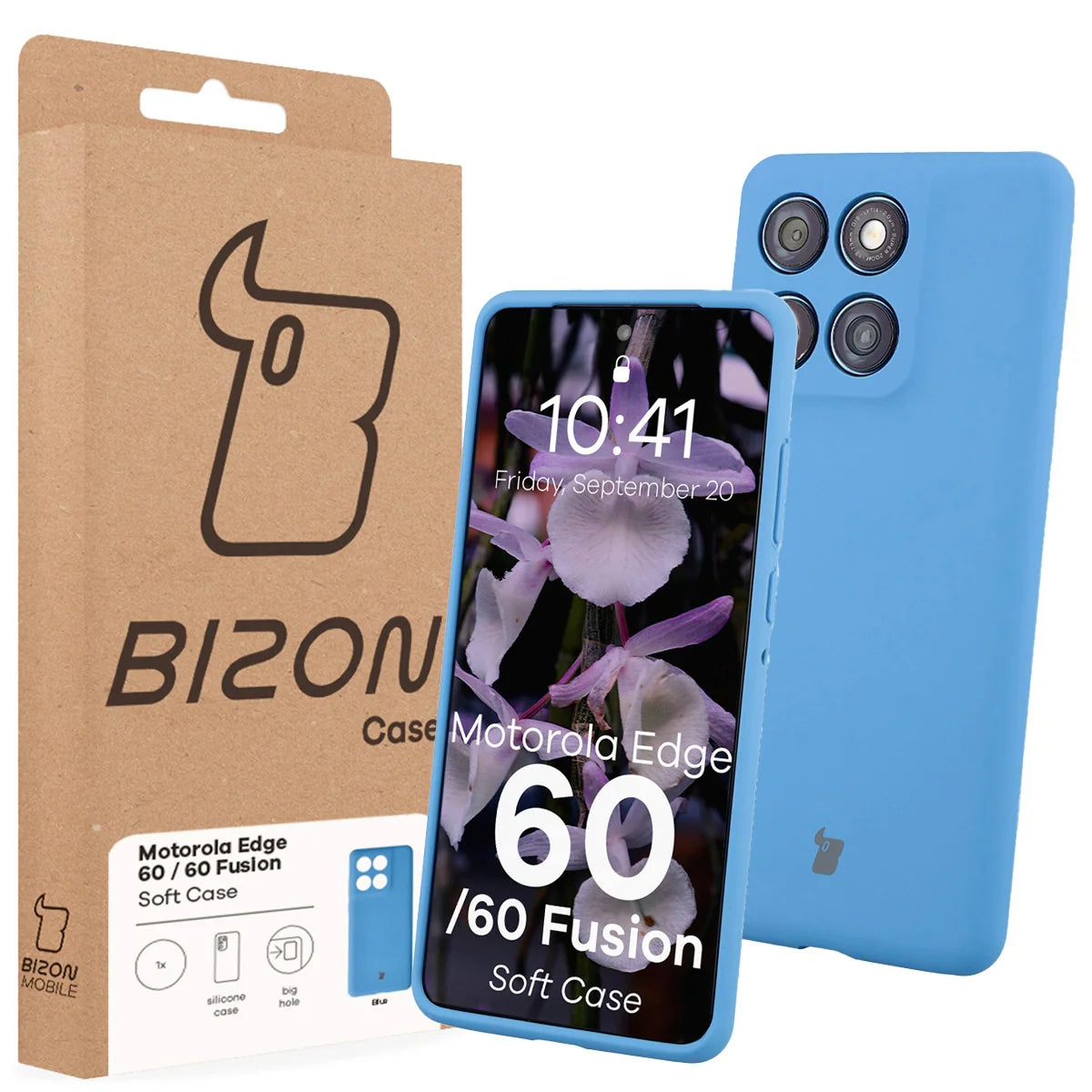 Silikon Handyhülle für Motorola Edge 60 Fusion / 60, Bizon Soft Case, Blau