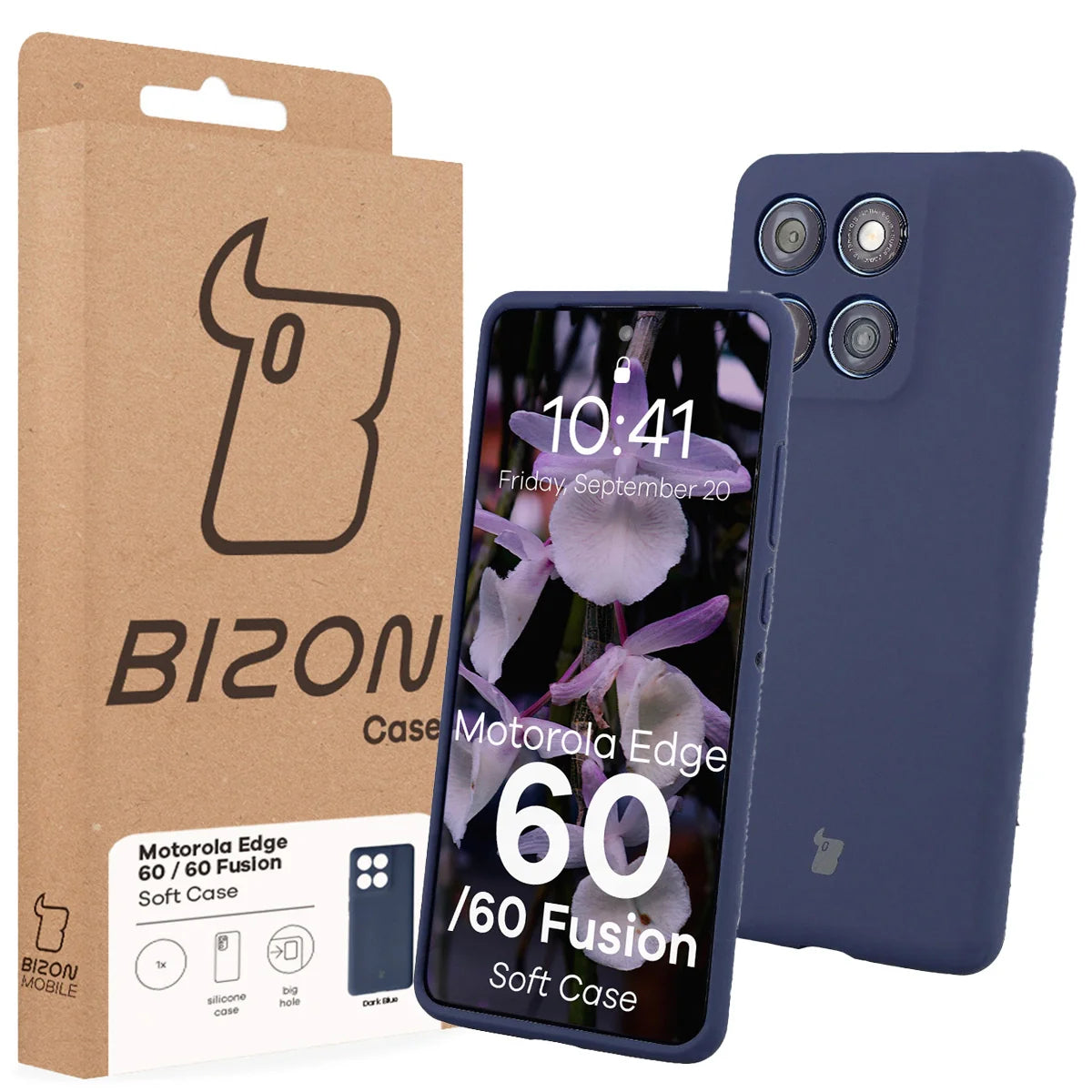Silikon Handyhülle für Motorola Edge 60 Fusion / 60, Bizon Soft Case, Dunkelblau