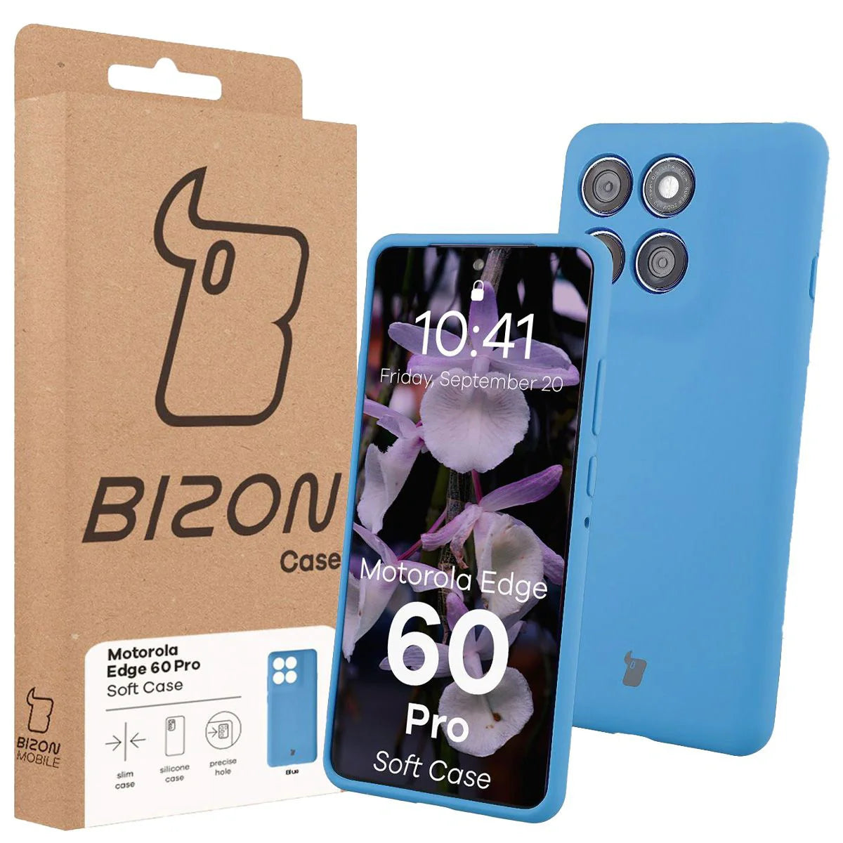 Silikon Handyhülle für Motorola Edge 60 Pro, Bizon Soft Case, Blau