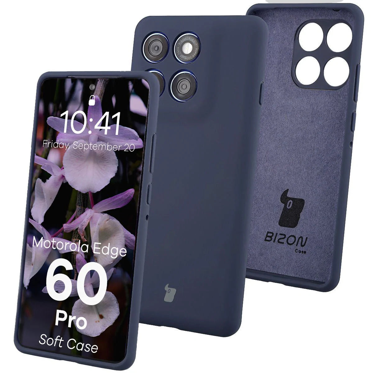 Silikon Handyhülle für Motorola Edge 60 Pro, Bizon Soft Case, Dunkelblau