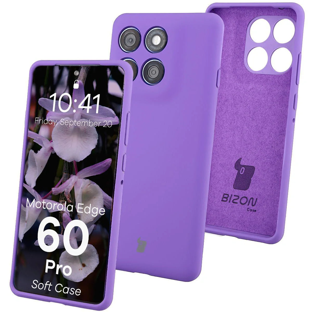 Silikon Handyhülle für Motorola Edge 60 Pro, Bizon Soft Case, Violett