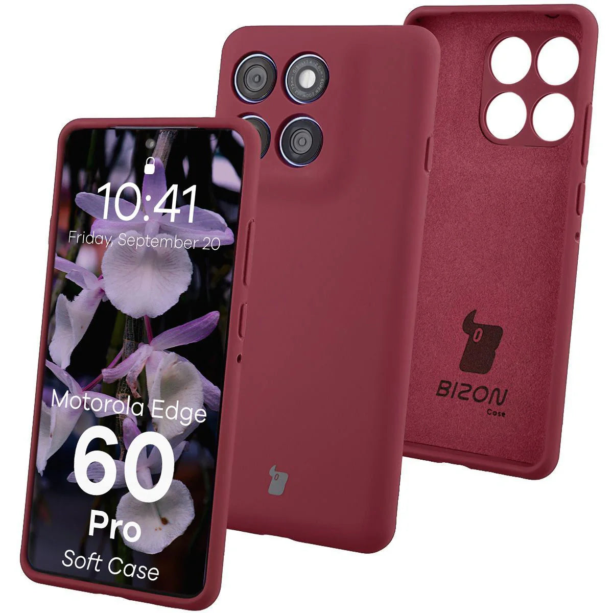 Silikon Handyhülle für Motorola Edge 60 Pro, Bizon Soft Case, Pflaumenfarbe