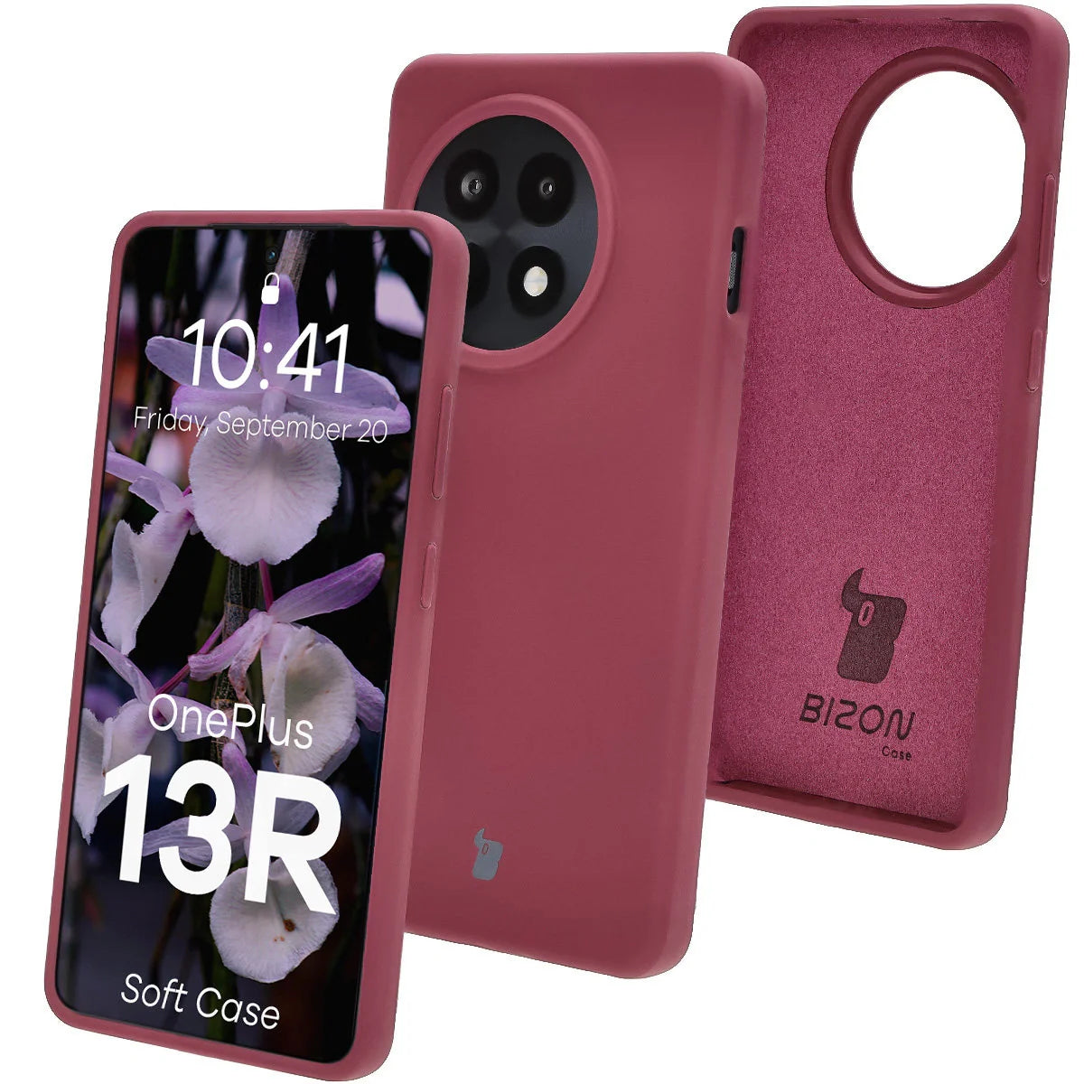 Silikon Handyhülle für OnePlus 13R, Bizon Soft Case, Pflaumenfarbe