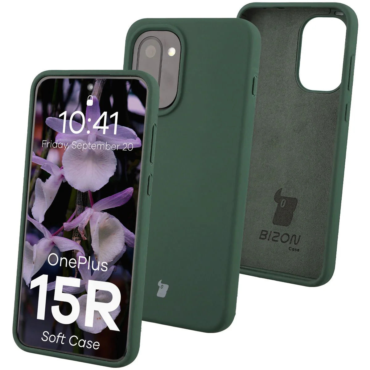 Silikon Handyhülle für OnePlus 15R, Bizon Soft Case, Dunkelgrün