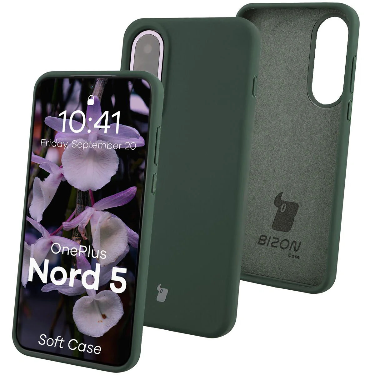 Silikon Handyhülle für OnePlus Nord 5, Bizon Soft Case, Dunkelgrün